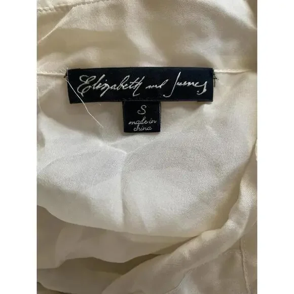 Elizabeth And James S/M Sheer Cream Long Sleeves Silk Blouse Top Tunic Small - Picture 7 of 9